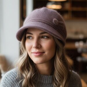 New in Bag Angorra Mauve Hat. Warm and soft